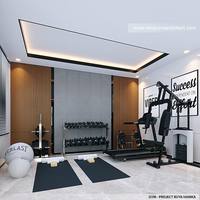 Desain Gym Area Rumah Modern 2 Lantai Bapak BHK di Makassar