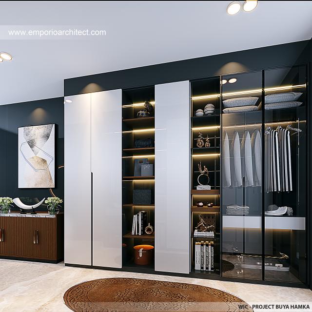 Desain Walk In Closet Rumah Modern 2 Lantai Bapak BHK di Makassar