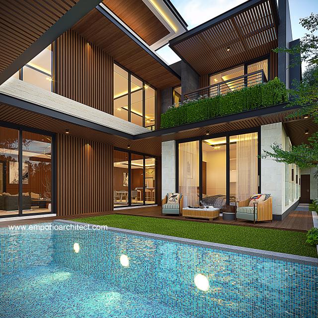 Desain Tampak Detail Samping Rumah Modern 2 Lantai Bapak BHK di Makassar