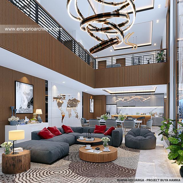 Desain Ruang Keluarga Rumah Modern 2 Lantai Bapak BHK di Makassar