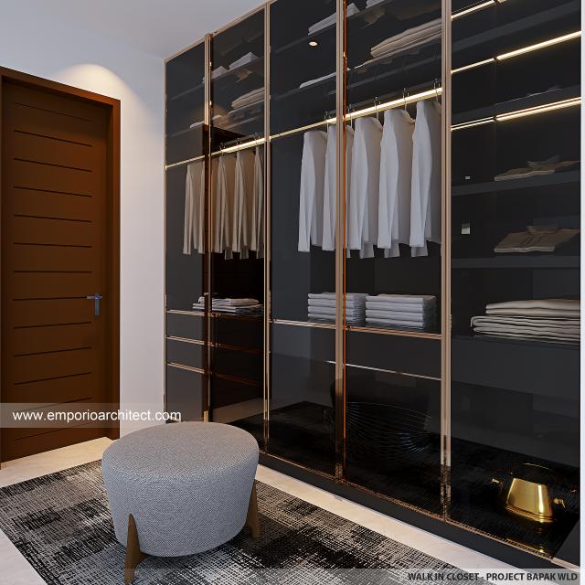 Desain Walk In Closet Rumah Modern 2 Lantai Bapak WLD di Jakarta