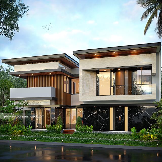 Desain Tampak Samping Rumah Modern 2 Lantai Bapak WLD di Jakarta