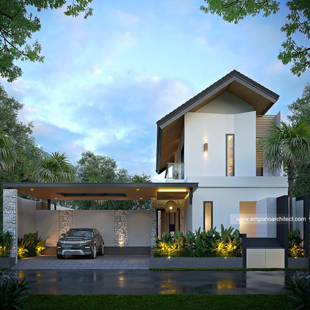 Desain Tampak Depan 2 Rumah Modern 2 Lantai Ibu SR di Tabanan, Bali