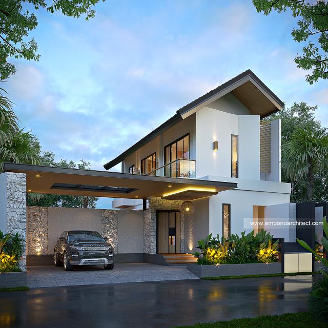 Gambar 1 Desain Rumah Modern 2 Lantai Ibu SR 1744 di  Tabanan, Bali