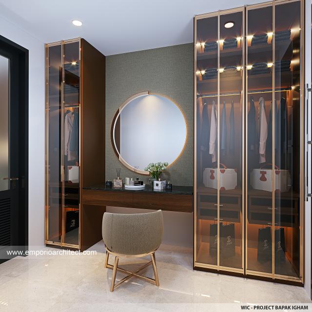 Desain Walk In Closet Rumah Modern 2 Lantai Bapak IGM di Palembang