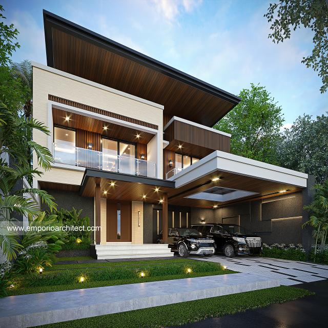 Desain Tampak Depan 2 Rumah Modern 2 Lantai Bapak IGM di Palembang