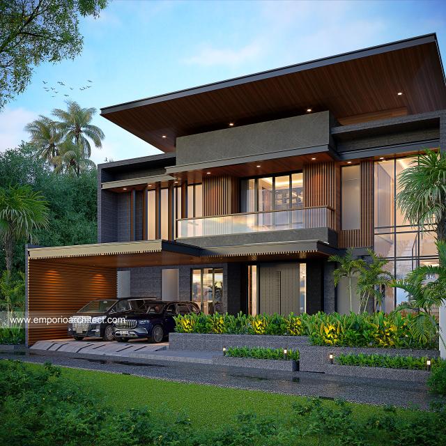 Desain Rumah Modern 2 Lantai Ibu SJT di Bali - Tampak Depan