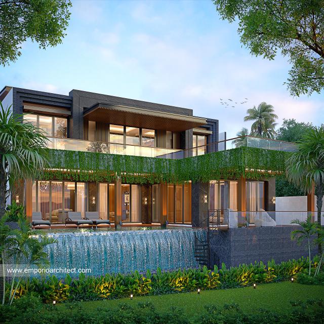 Desain Tampak Belakang Rumah Modern 2 Lantai Ibu SJT di Bali