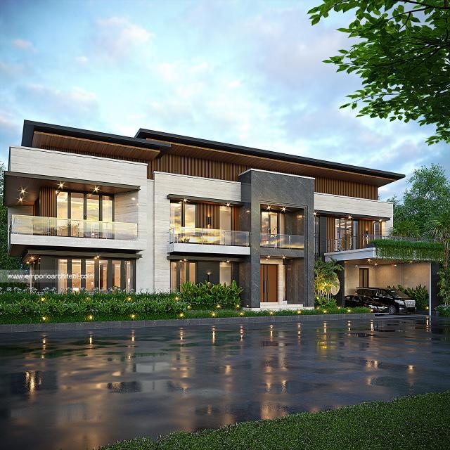 Desain Tampak Depan 3 Rumah Modern 2 Lantai Ibu DSY di Manado, Sulawesi Utara