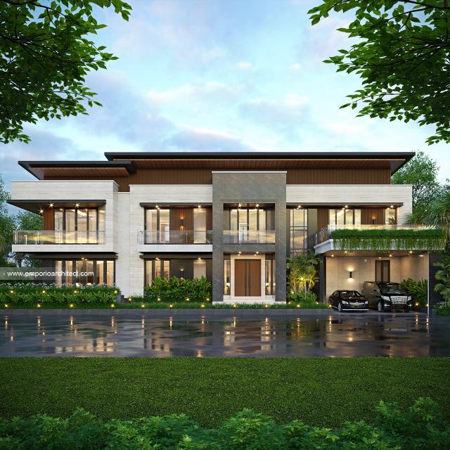 Desain Tampak Depan 4 Rumah Modern 2 Lantai Ibu DSY di Manado, Sulawesi Utara