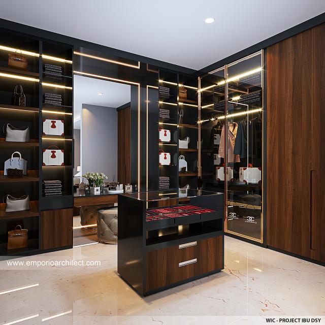 Desain Walk In Closet Rumah Modern 2 Lantai Ibu DSY di Manado, Sulawesi Utara