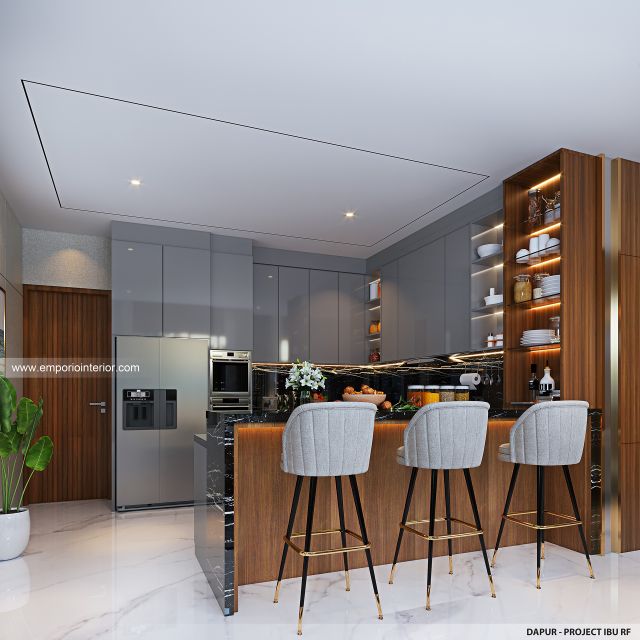 Desain Dapur Rumah Modern 2 Lantai Ibu RF di Blora, Jawa Tengah