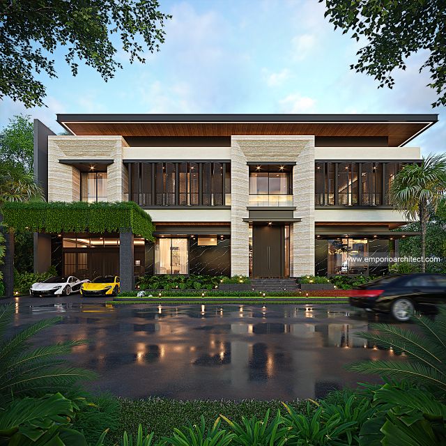 Desain Tampak Depan Rumah Modern 2 Lantai Ibu SNI di Gading Serpong, Tangerang