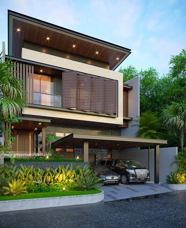 Desain Tampak Depan 3 Rumah Modern 2 Lantai Ibu LS di Jakarta Utara