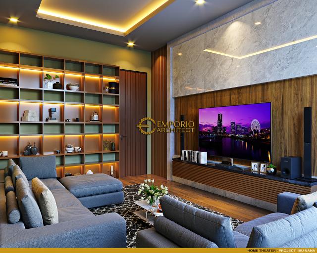 Desain Home Theater Rumah Modern 2 Lantai Ibu Nana di Depok, Jawa Barat