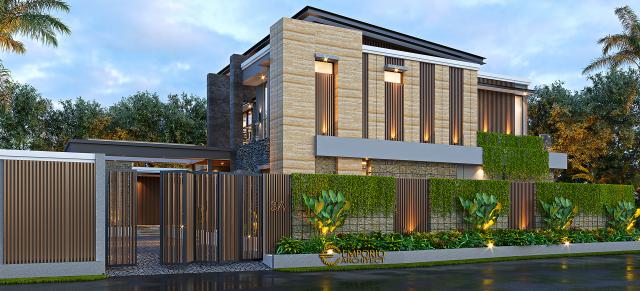 Desain Tampak Depan Dengan Pagar Rumah Modern 2 Lantai Ibu Nana di Depok, Jawa Barat