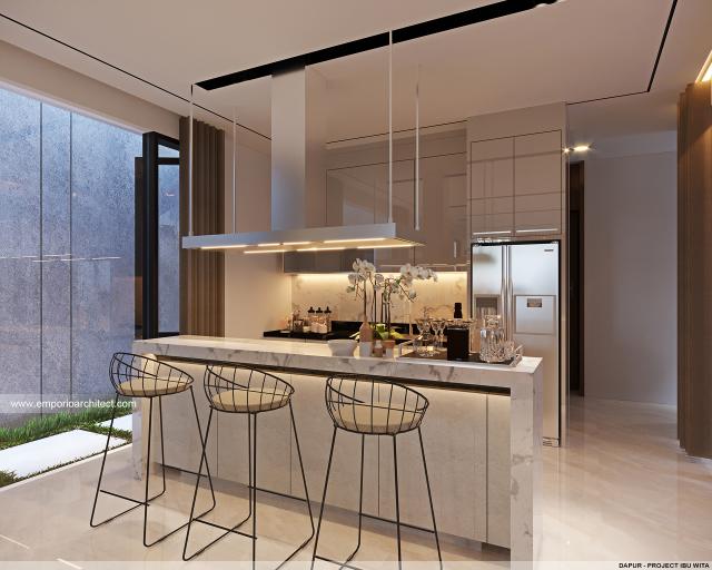 Desain Dapur Rumah Modern 2 Lantai Ibu W di Jakarta Barat