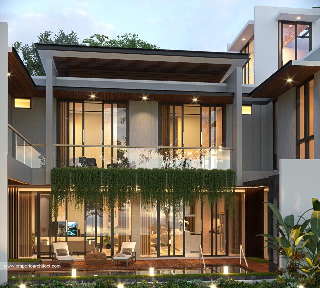 Desain Tampak Belakang Rumah Modern 2 Lantai Ibu W di Jakarta Barat