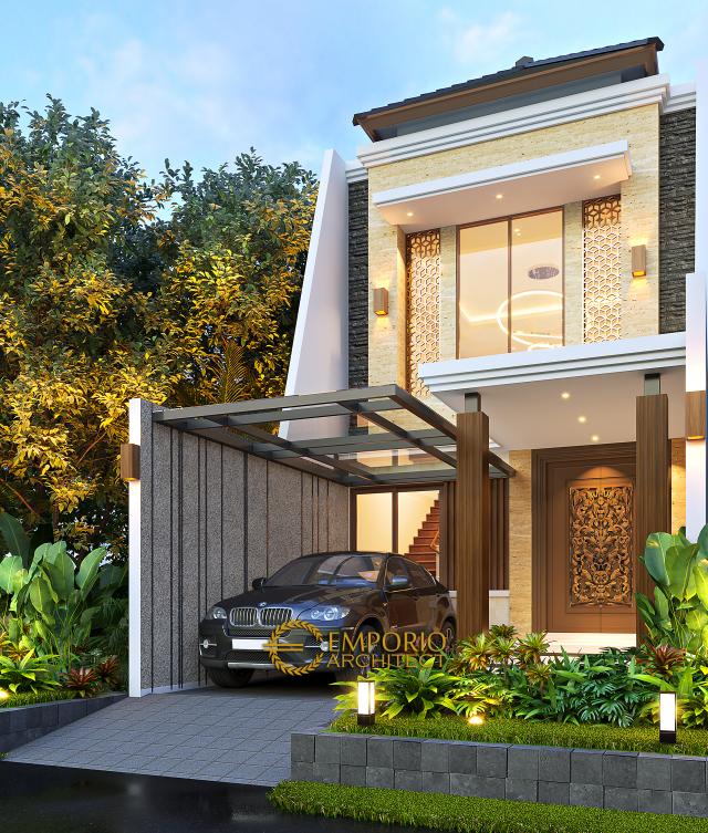 Desain Rumah Modern 2 Lantai Bapak Kris di Jakarta - Tampak Depan