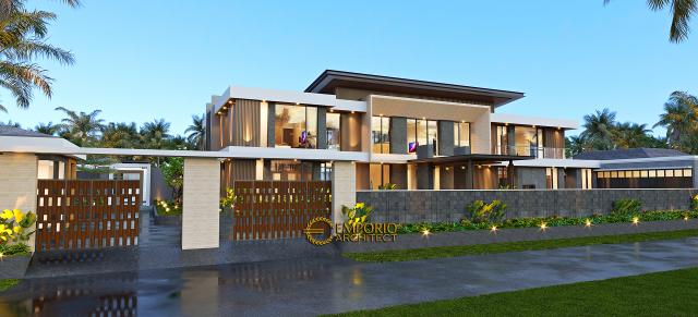 Desain Tampak Depan Dengan Pagar Rumah Modern 2 Lantai Bapak Ade di Manado, Sulawesi Utara