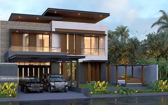 Desain Tampak Depan 2 Rumah Modern 2 Lantai Bapak MHD di Aceh