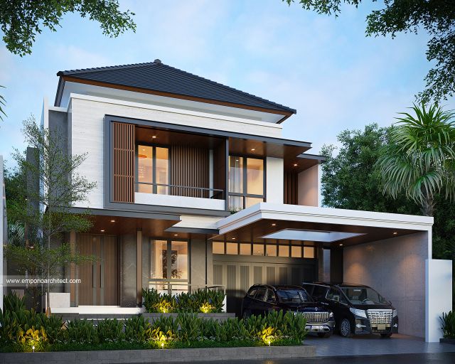 Desain Tampak Depan Rumah Modern 2 Lantai Ibu SMH di Medan