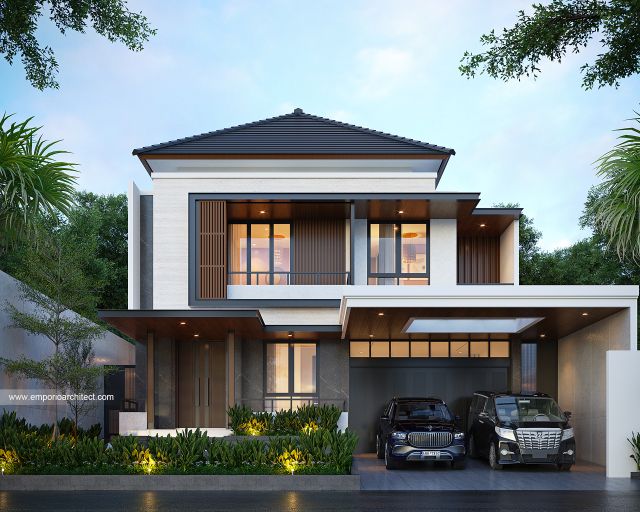 Desain Tampak Depan 3 Rumah Modern 2 Lantai Ibu SMH di Medan