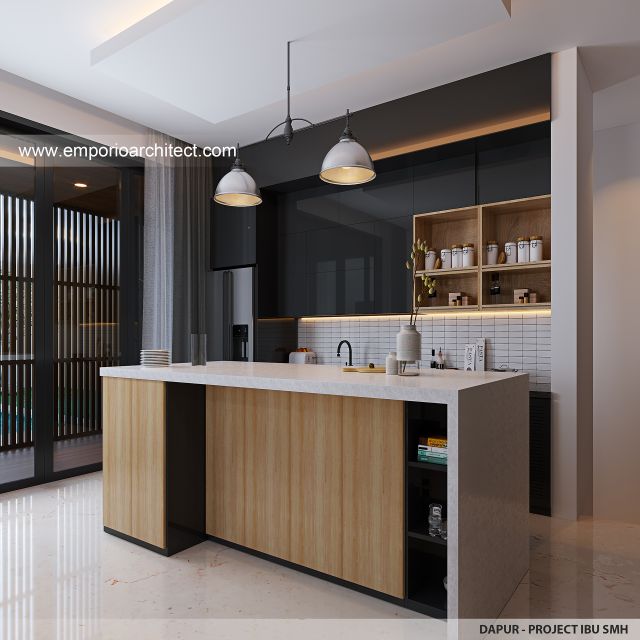 Desain Dapur Rumah Modern 2 Lantai Ibu SMH di Medan