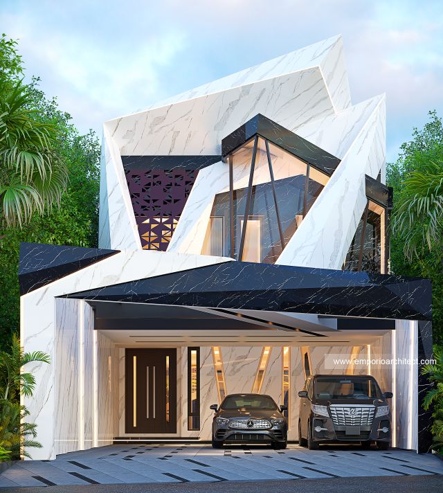 Desain Tampak Depan Rumah Modern 2 Lantai Bapak INR di Samarinda