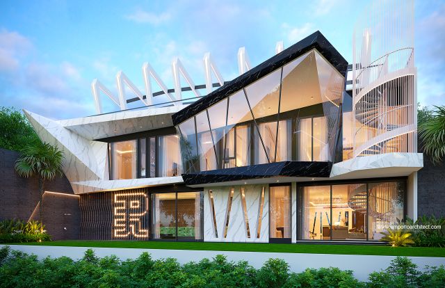 Desain Tampak Belakang Rumah Modern 2 Lantai Bapak INR di Samarinda