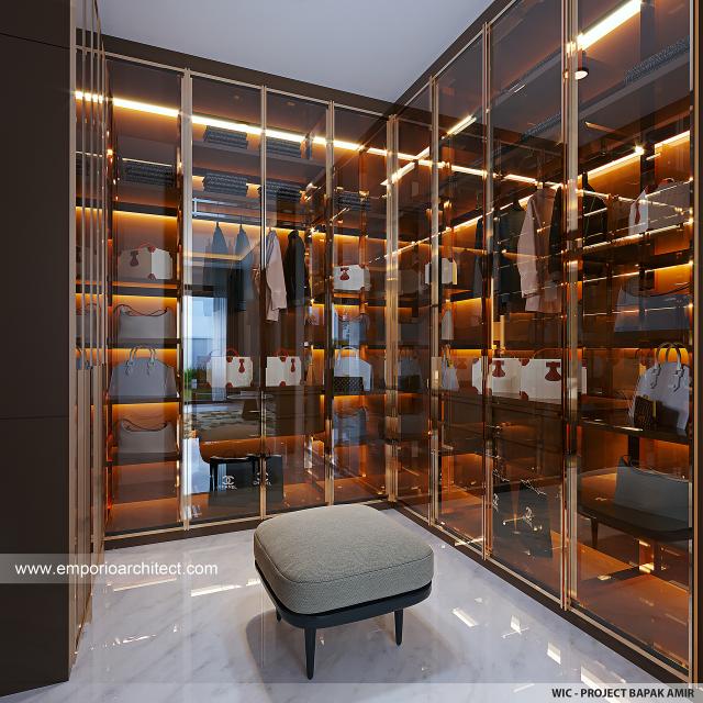 Desain Walk In Closet Rumah Modern 2 Lantai Bapak AMR di Bogor