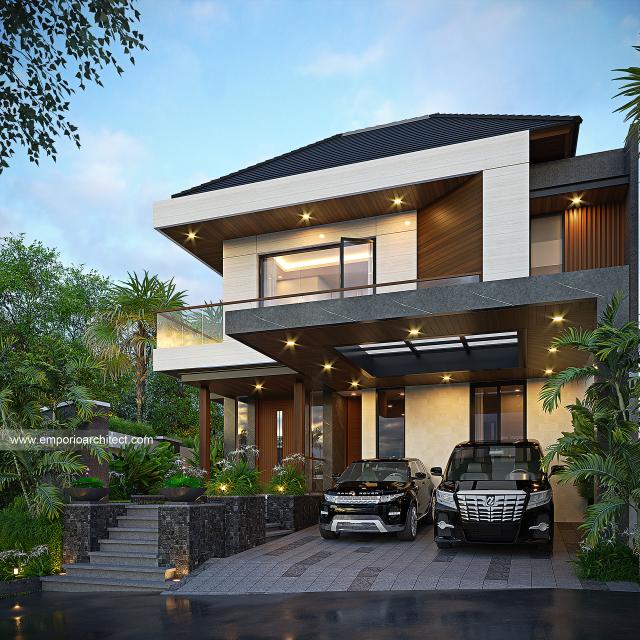 Desain Tampak Depan Rumah Modern 2 Lantai Bapak AMR di Bogor