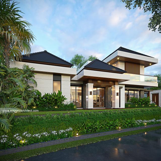 Desain Tampak Samping Rumah Modern 2 Lantai Bapak AMR di Bogor