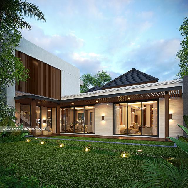 Desain Tampak Belakang Rumah Modern 2 Lantai Bapak AMR di Bogor