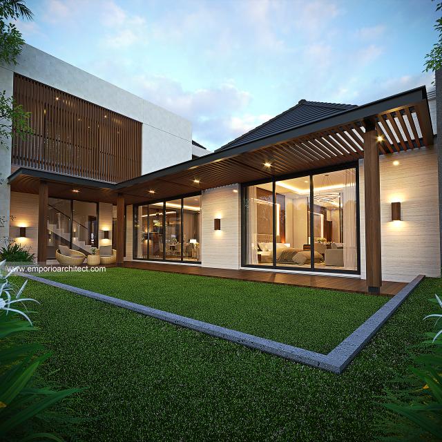 Desain Tampak Detail Belakang Rumah Modern 2 Lantai Bapak AMR di Bogor