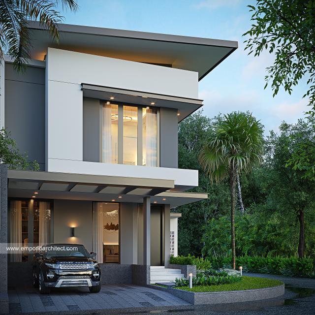 Desain Tampak Depan Rumah Modern 2 Lantai Bapak Y di Tangerang