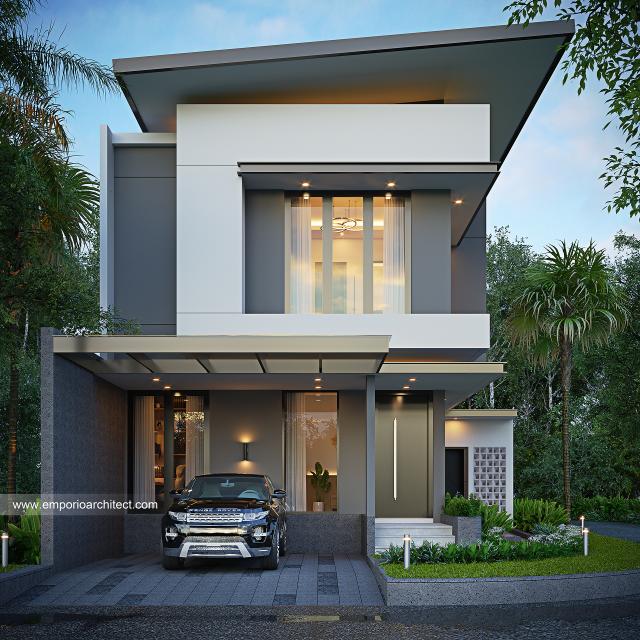 Desain Tampak Depan 2 Rumah Modern 2 Lantai Bapak Y di Tangerang