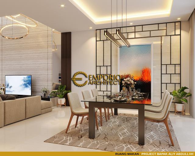 Desain Ruang Makan Rumah Modern 2 Lantai Bapak Aliy Abdulloh di Jakarta