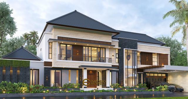 Desain Tampak Depan 2 Rumah Modern 2 Lantai Bapak Andi di Lahat, Sumatera Selatan