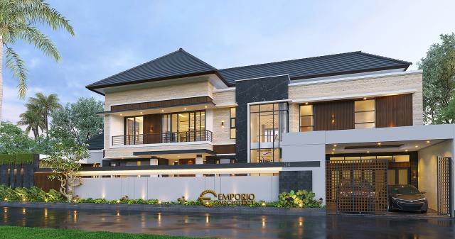 Desain Tampak Depan Dengan Pagar Rumah Modern 2 Lantai Bapak Andi di Lahat, Sumatera Selatan