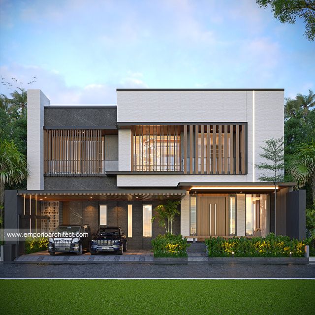 Desain Tampak Depan Rumah Modern 2 Lantai Bapak EFD di Gading Serpong, Tangerang