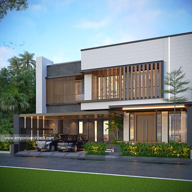 Desain Tampak Depan 2 Rumah Modern 2 Lantai Bapak EFD di Gading Serpong, Tangerang