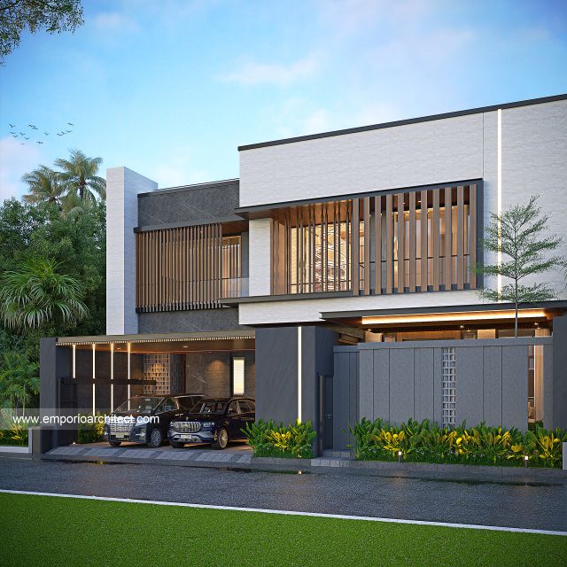 Desain Tampak Depan Dengan Pagar Rumah Modern 2 Lantai Bapak EFD di Gading Serpong, Tangerang