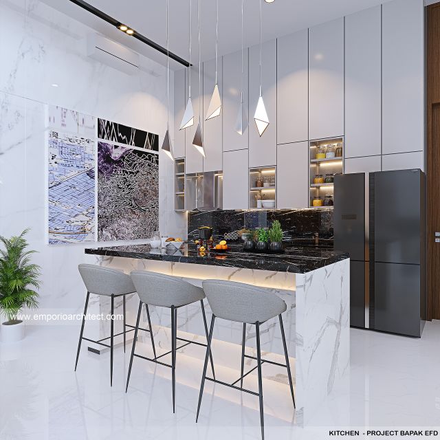 Desain Dapur Rumah Modern 2 Lantai Bapak EFD di Gading Serpong, Tangerang