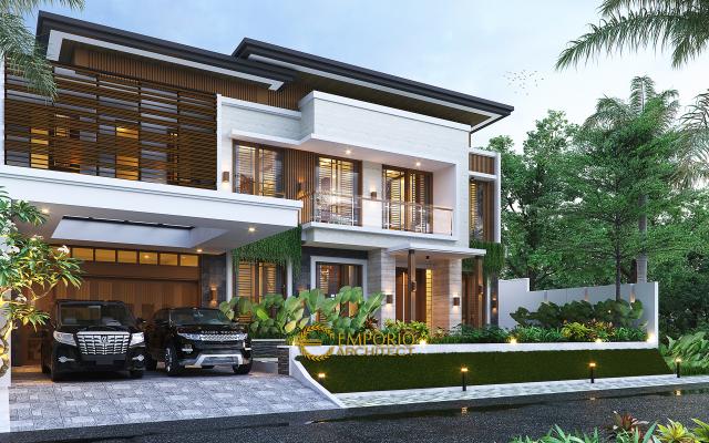 Desain Rumah Modern 2 Lantai Bapak Victor di Jawa Timur - Tampak Depan