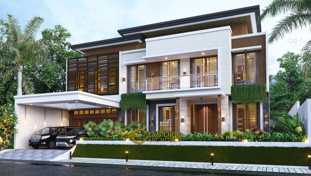 Desain Tampak Depan 2 Rumah Modern 2 Lantai Bapak Victor di Jawa Timur