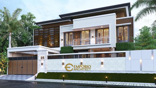 Desain Tampak Depan Dengan Pagar Rumah Modern 2 Lantai Bapak Victor di Jawa Timur