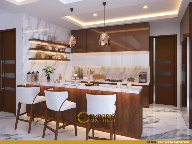 Desain Dapur Rumah Modern 2 Lantai Bapak Victor di Jawa Timur