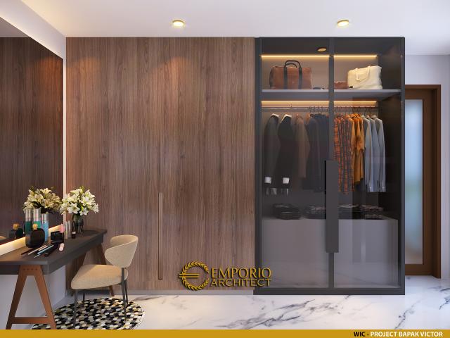 Desain Walk In Closet Rumah Modern 2 Lantai Bapak Victor di Jawa Timur