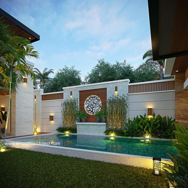 Desain Tampak Detail Pool Rumah Modern 2 Lantai Mr. Prince Amoako-Adjei di Ghana